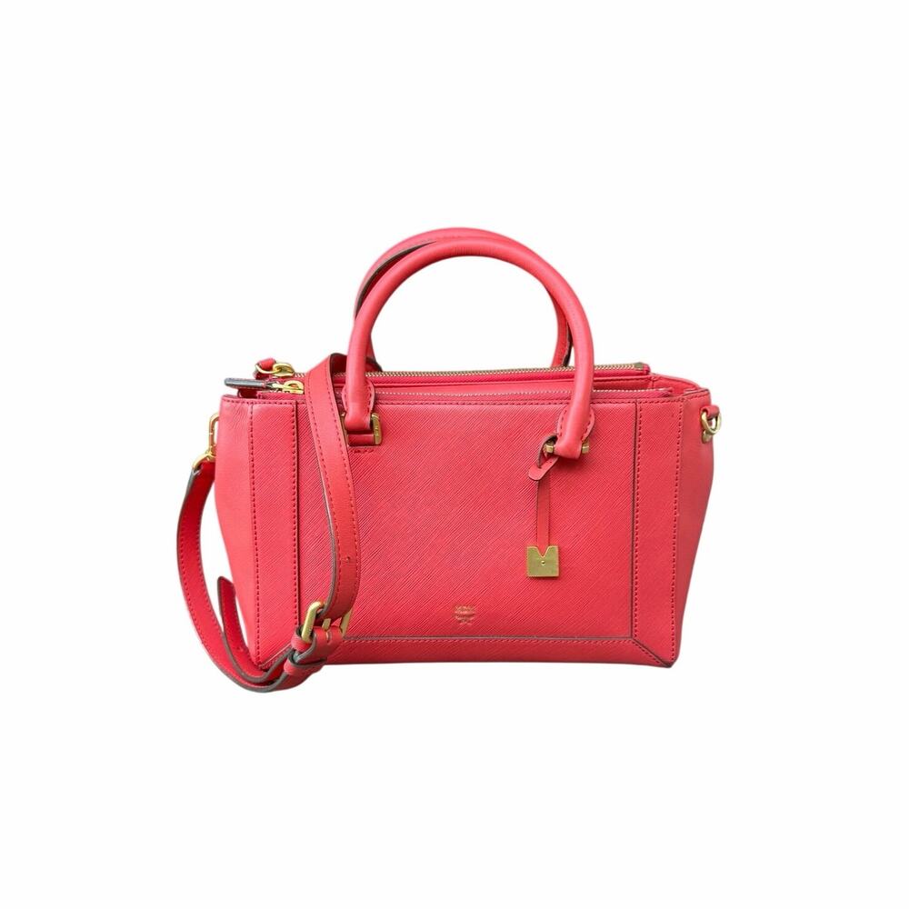 MCM Red Saffiano Leather Crossbody Bag